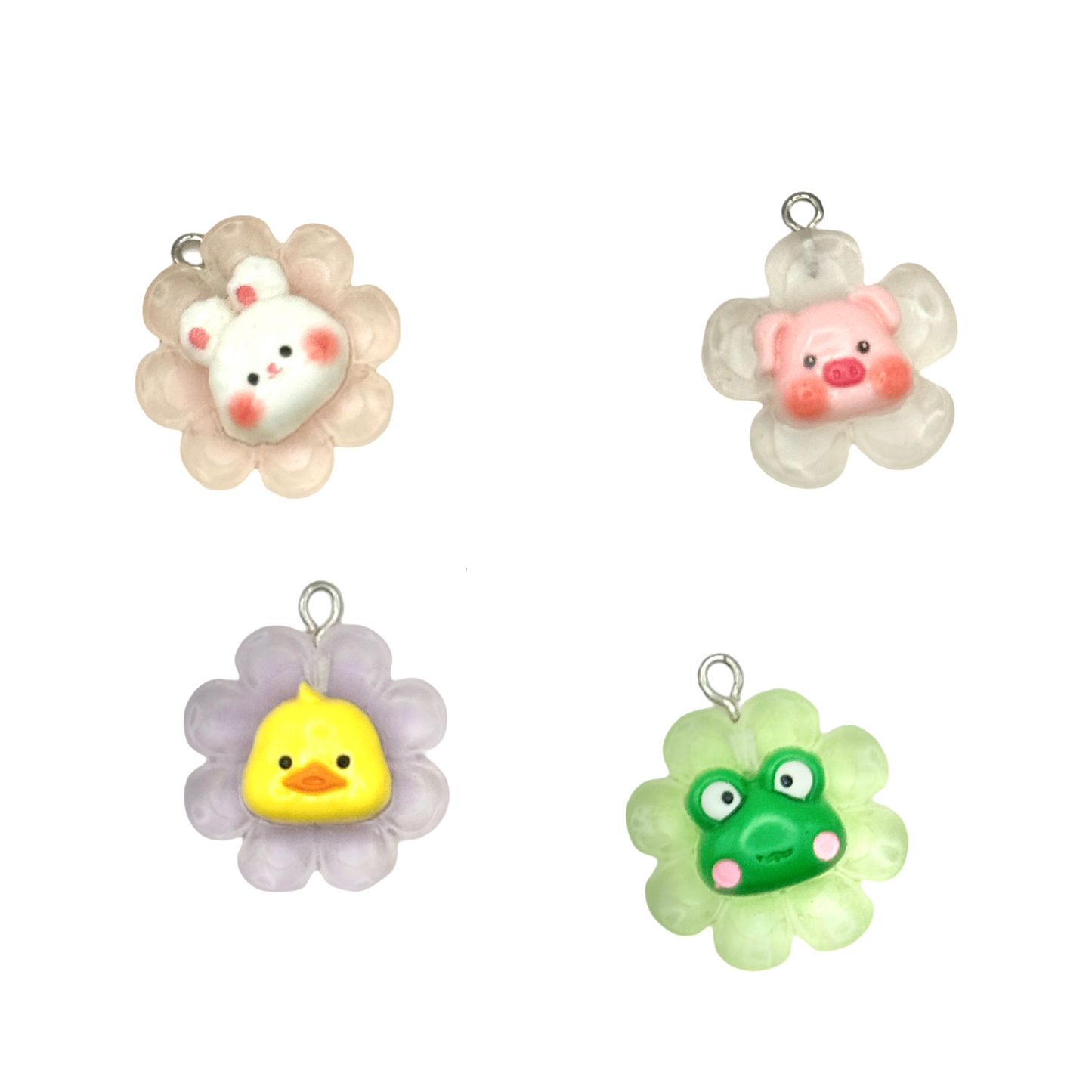 Mini Bunnie Charms Clear Flower Face Cuties